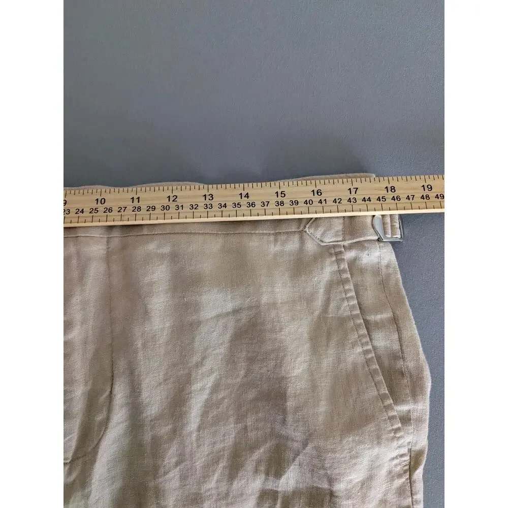 Quince Mens Linen Pants 34x30 Beige Linen Straight Leg Trouser Sustainable